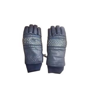 Nordstrom Dyed Cow Leather Blue Made In Korea Winter Gloves Ladies Medium Vtg